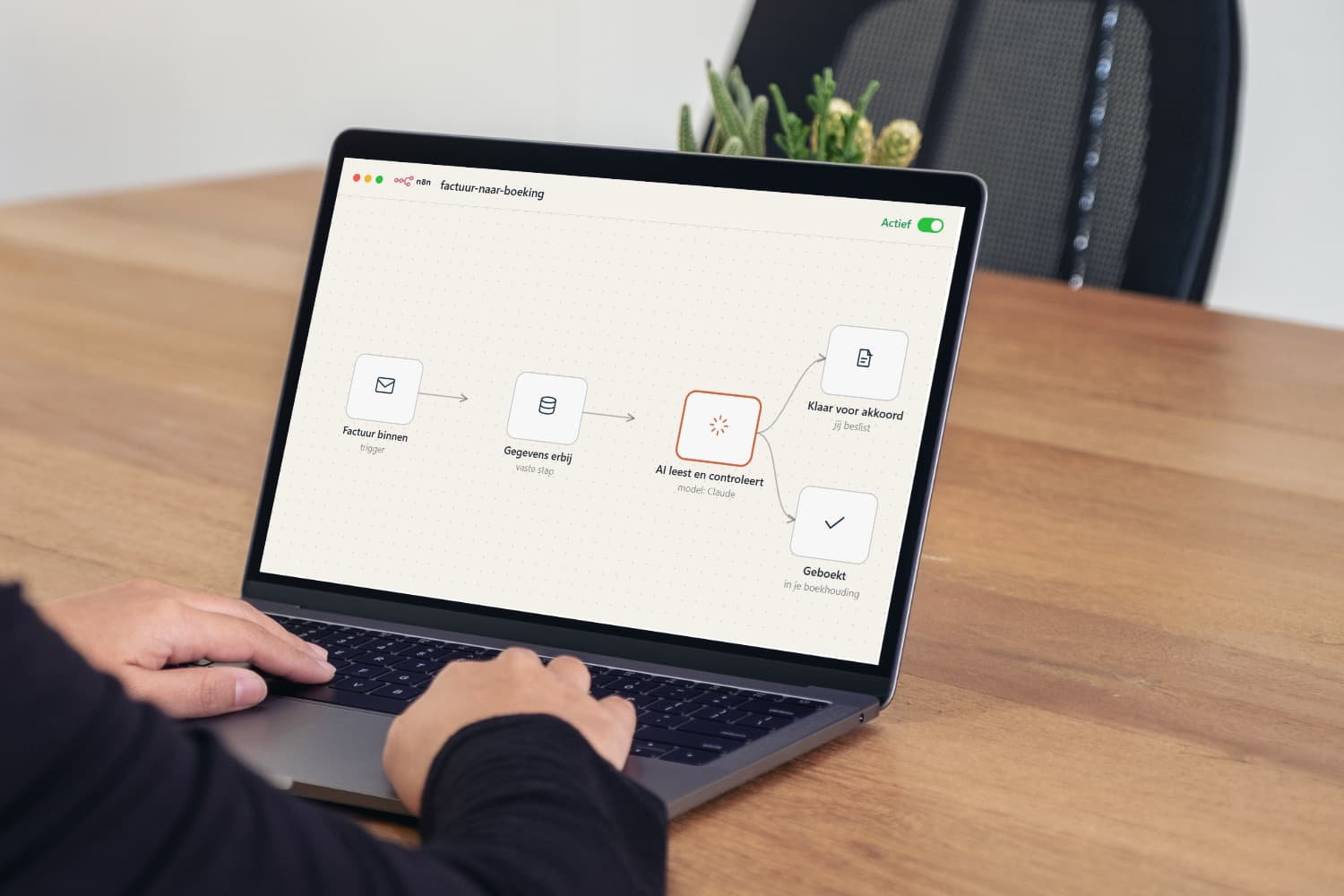 An AI workflow running on a laptop